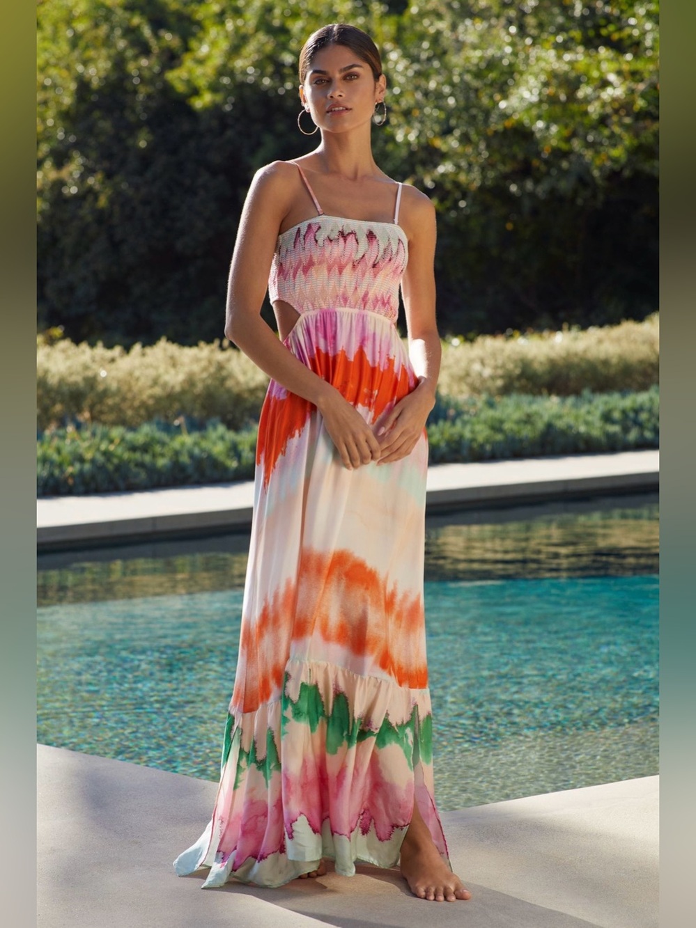 Maaji Natasha Strapless Smocked Midi Dress